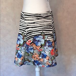 Neiman Marcus Animal Print and Floral Skirt